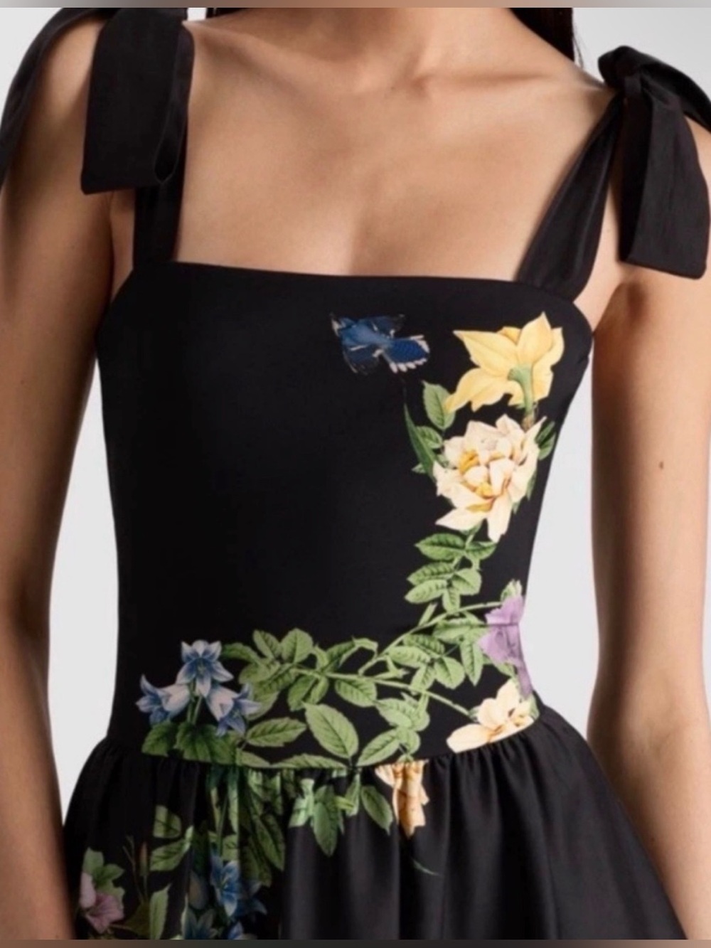 Alice + Olivia ORIANA Tie Strap Midi Dress $660 VENUS Floral Sz 2 NWT #047 - Picture 4 of 5